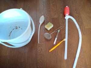 亀の飼育用の掃除用道具